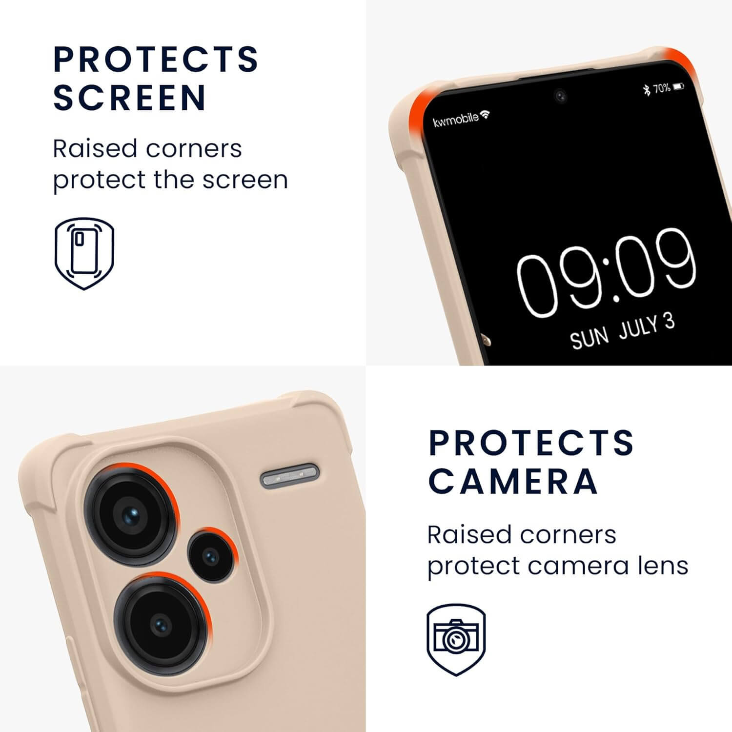 KW Xiaomi Redmi Note 13 Pro+ 5G Θήκη Σιλικόνης TPU με Λουράκι - Cream