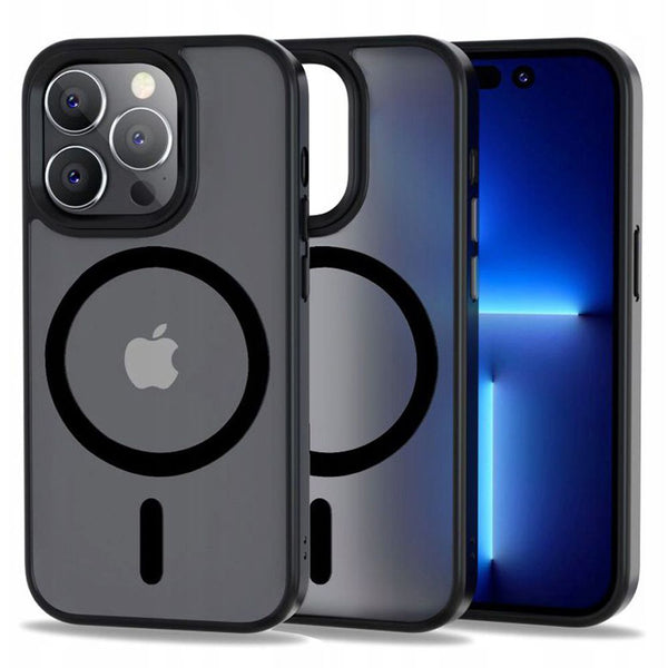 Tech - Protect iPhone 14 Pro MagMat Σκληρή Θήκη με Πλαίσιο Σιλικόνης και MagSafe - Matte Black / Ημιδιάφανη