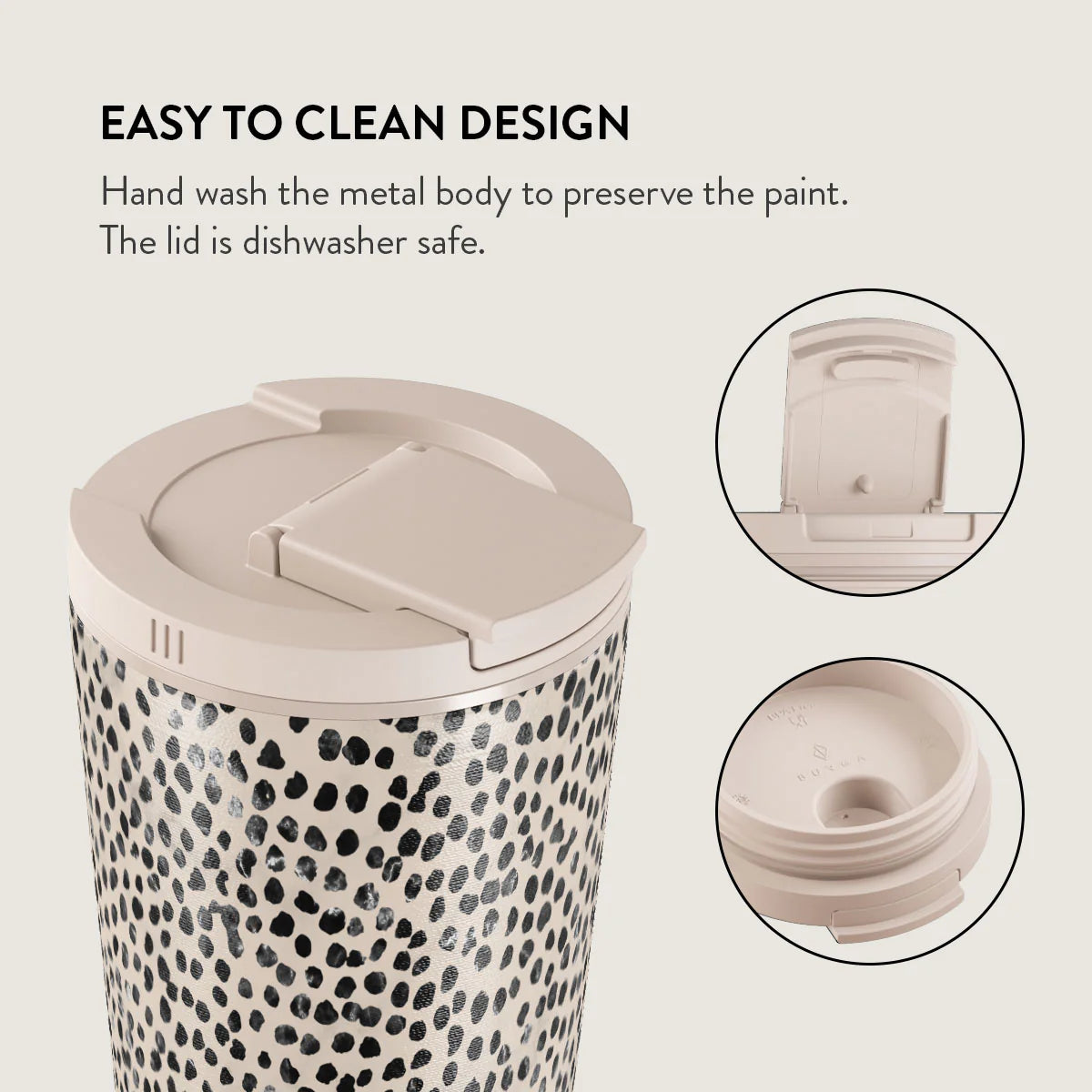 Burga Κούπα Θερμός από Ανοξείδωτο Ατσάλι - Flap Lid - 500ml - Almond Latte