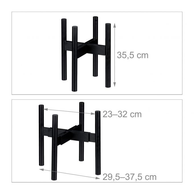 Relaxdays Ρυθμιζόμενη Βάση από Μπαμπού για Κασπό - Black - 4052025288211