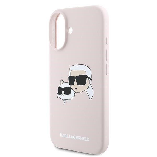 Karl Lagerfeld iPhone 16 Plus - Silicone Double Heads Print - Θήκη Σιλικόνης με MagSafe - Pink - KLHMP16MSKCHPPLP