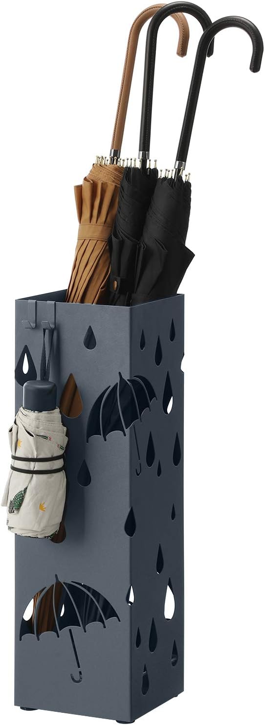 Songmics Μεταλλική Ομπρελοθήκη με 4 Γάντζους - Design Umbrella - 15.5 x 15.5 x 49 cm - Anthracite Grey - LUC049G01