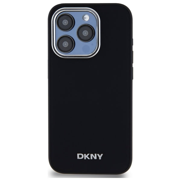 DKNY iPhone 15 Pro Max - Plain Logo MagSafe Σκληρή Θήκη με Επένδυση Συνθετικού Δέρματος - Black