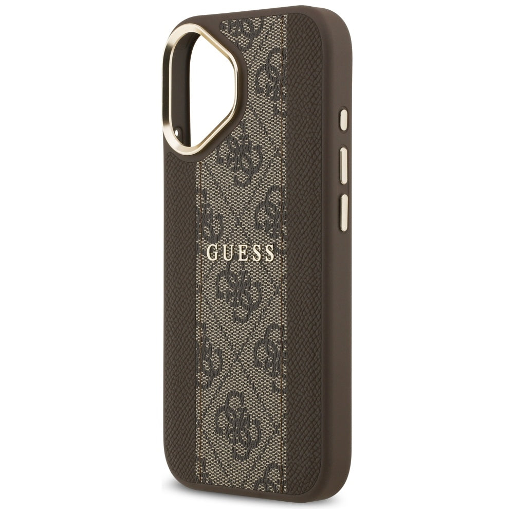 Guess iPhone 17 - 4G Stripe MagSafe - Θήκη με Επένδυση Συνθετικού Δέρματος - Brown - GUHMP17SPG4SEMCW