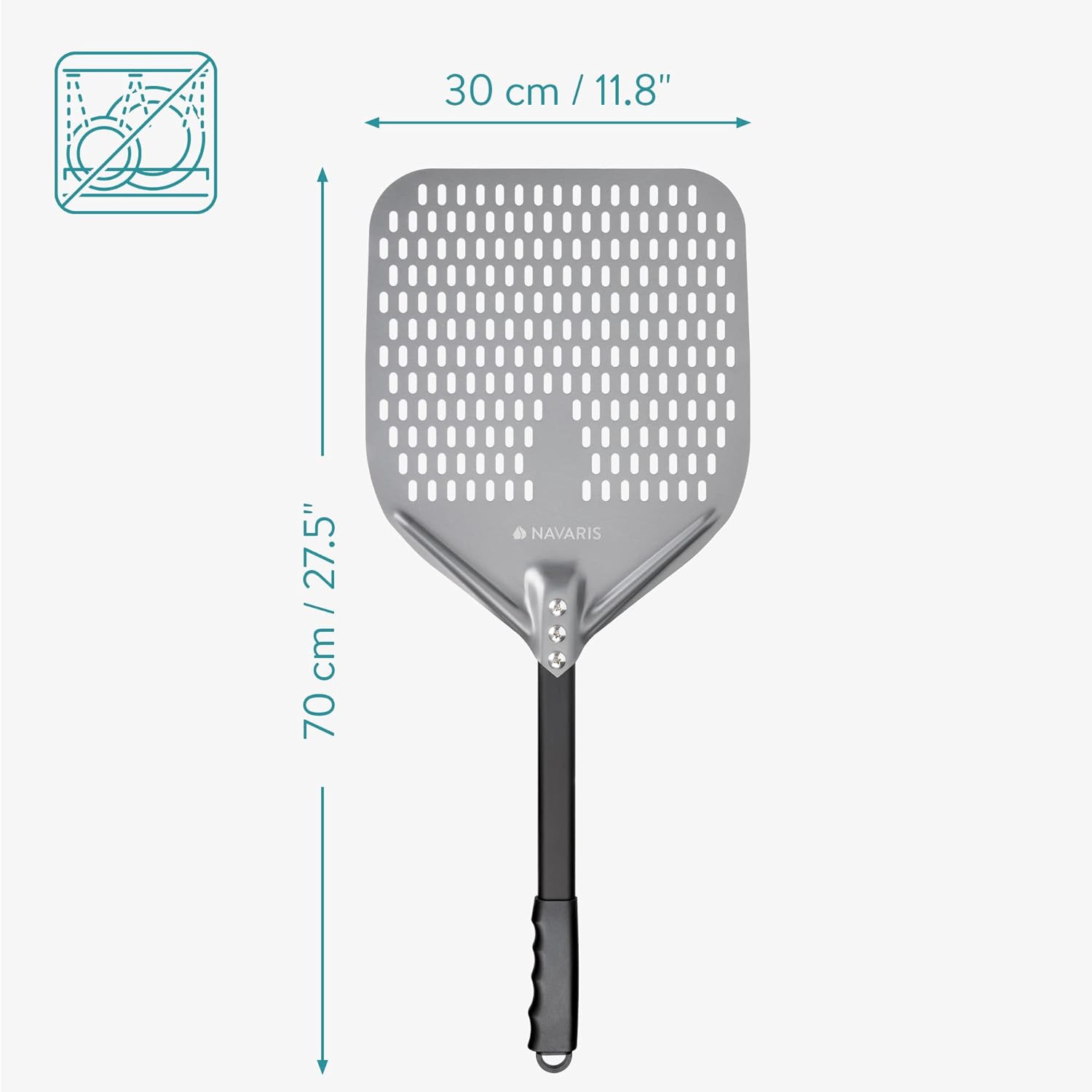 Navaris Φτυάρι Πίτσας με Αφαιρούμενη Λαβή - Silver - 58083.01