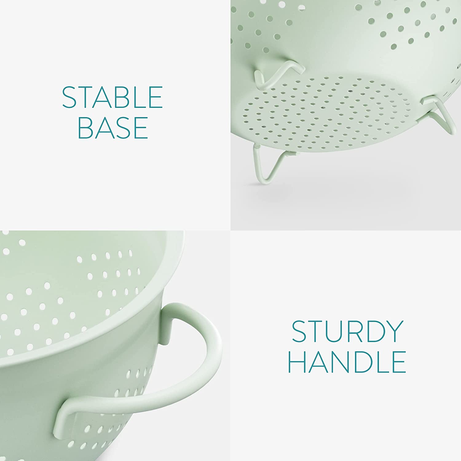 Navaris Σουρωτήρι από Ανοξείδωτο Ατσάλι με Λαβές - 24 cm - Mint Green - 48522.01.50