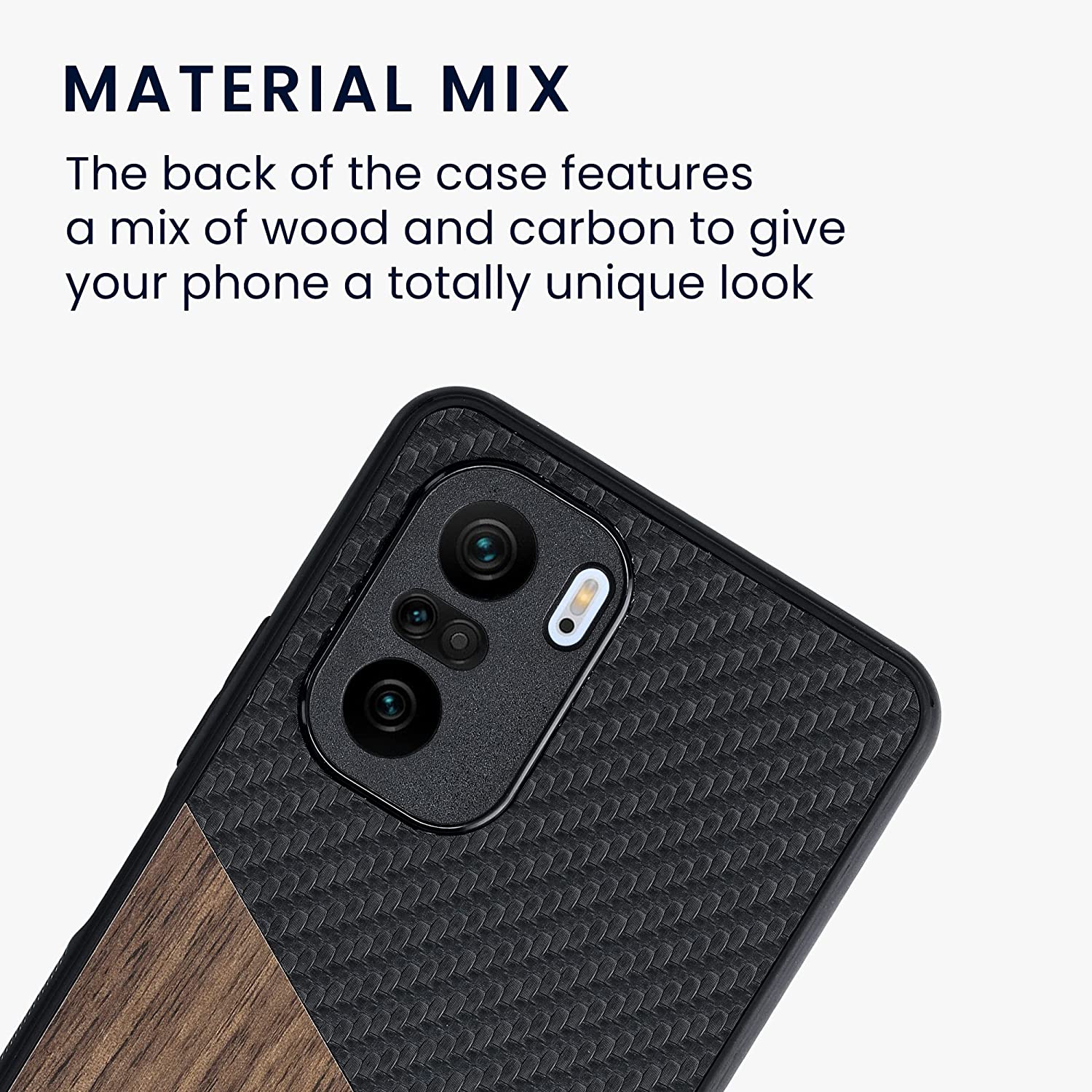KW Xiaomi Poco F3 / Mi 11i Θήκη από Φυσικό Ξύλο και Carbon - Black / Brown - 56628.01
