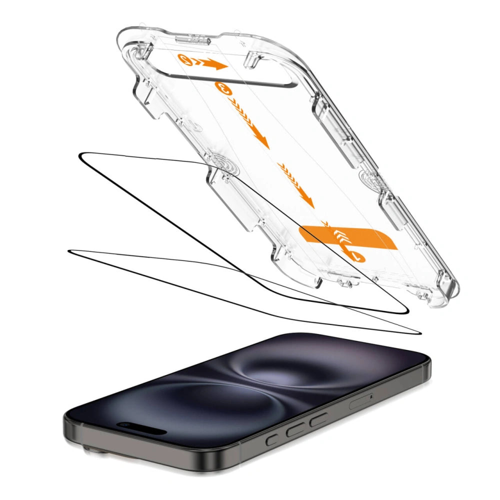 Tech-Protect iPhone 15 / iPhone 16 - Quick Set+ - Σετ με 2 Full Screen Αντιχαρακτικά Γυαλιά Οθόνης και Οδηγό Τοποθέτησης - Black