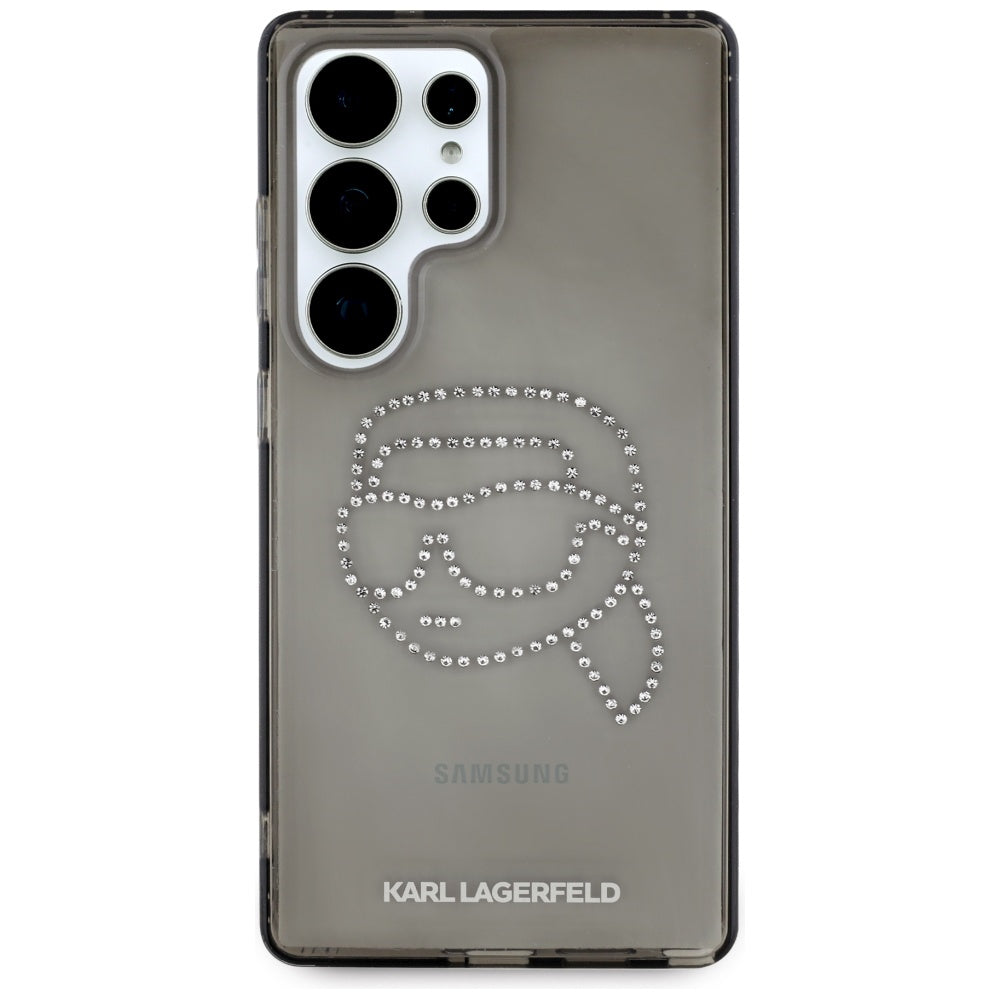 Karl Lagerfeld Samsung Galaxy S25 Ultra - Rhinestones Karl Head Logo - Σκληρή Θήκη με Πλαίσιο Σιλικόνης - Black - KLHCS25LHKHDCELK