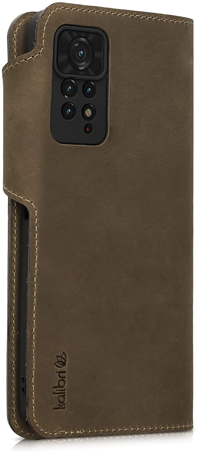 Kalibri Xiaomi Redmi Note 11 Pro / Note 11 Pro 5G Θήκη Πορτοφόλι Stand από Γνήσιο Δέρμα - Brown - 57380.05