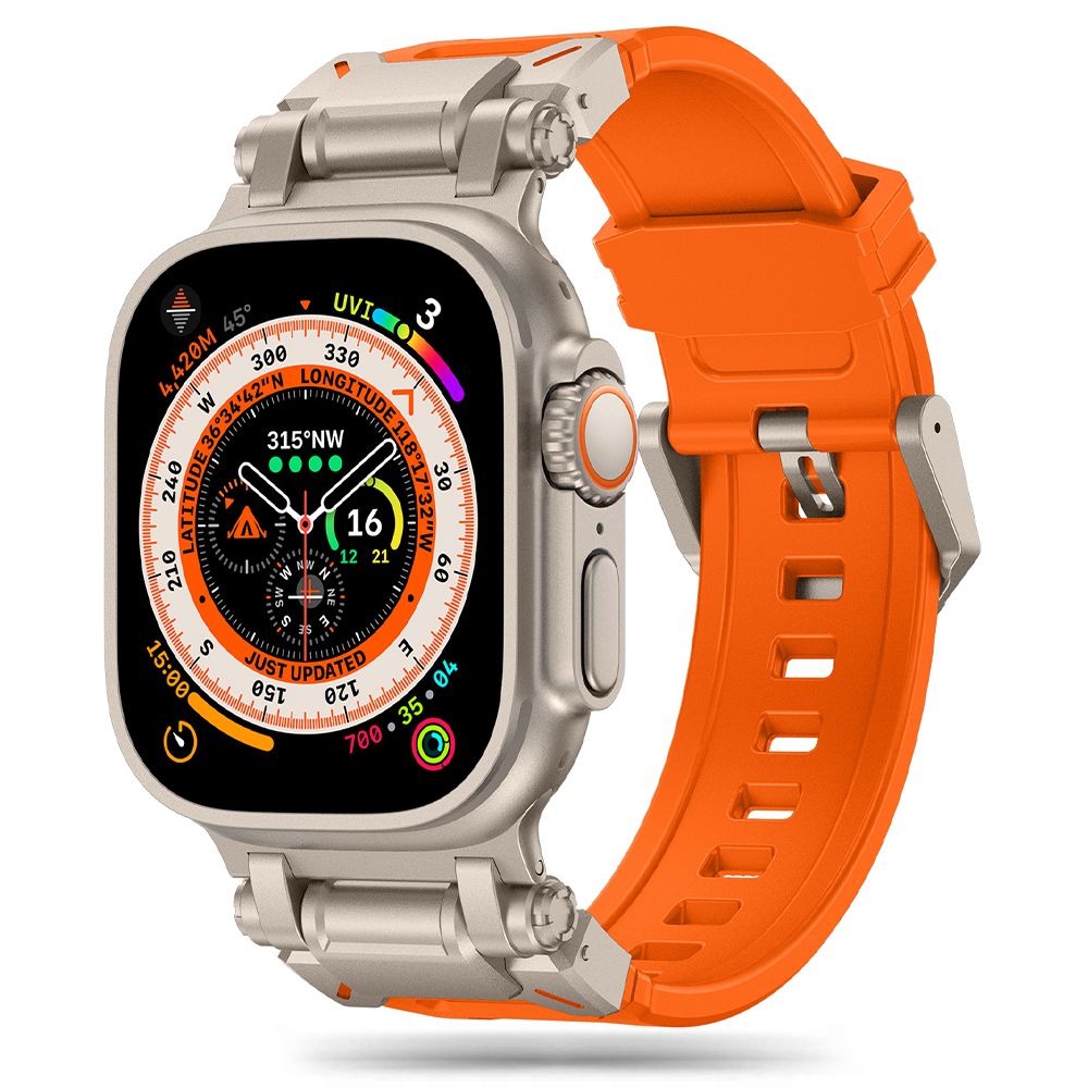 Tech-Protect Λουράκι Apple Watch 4/5/6/7/8/9/10/11 - SE (1/2/3) - ULTRA (1/2/3) - 44/45/46/49mm Delta Pro Λαστιχένιο - Orange / Titanium