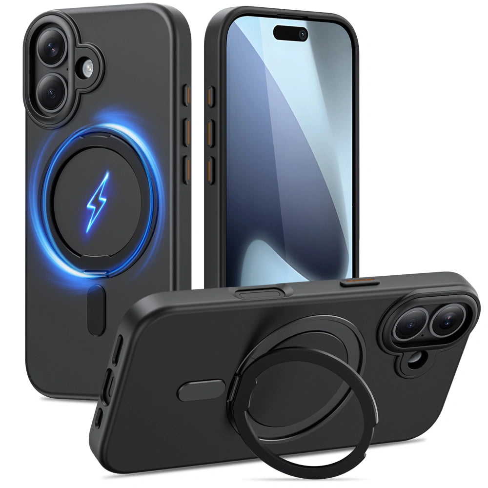 Tech-Protect iPhone 17 MagRing - Σκληρή MagSafe Θήκη με Περιστρεφόμενο Δαχτυλίδι Συγκράτησης / Stand - Black