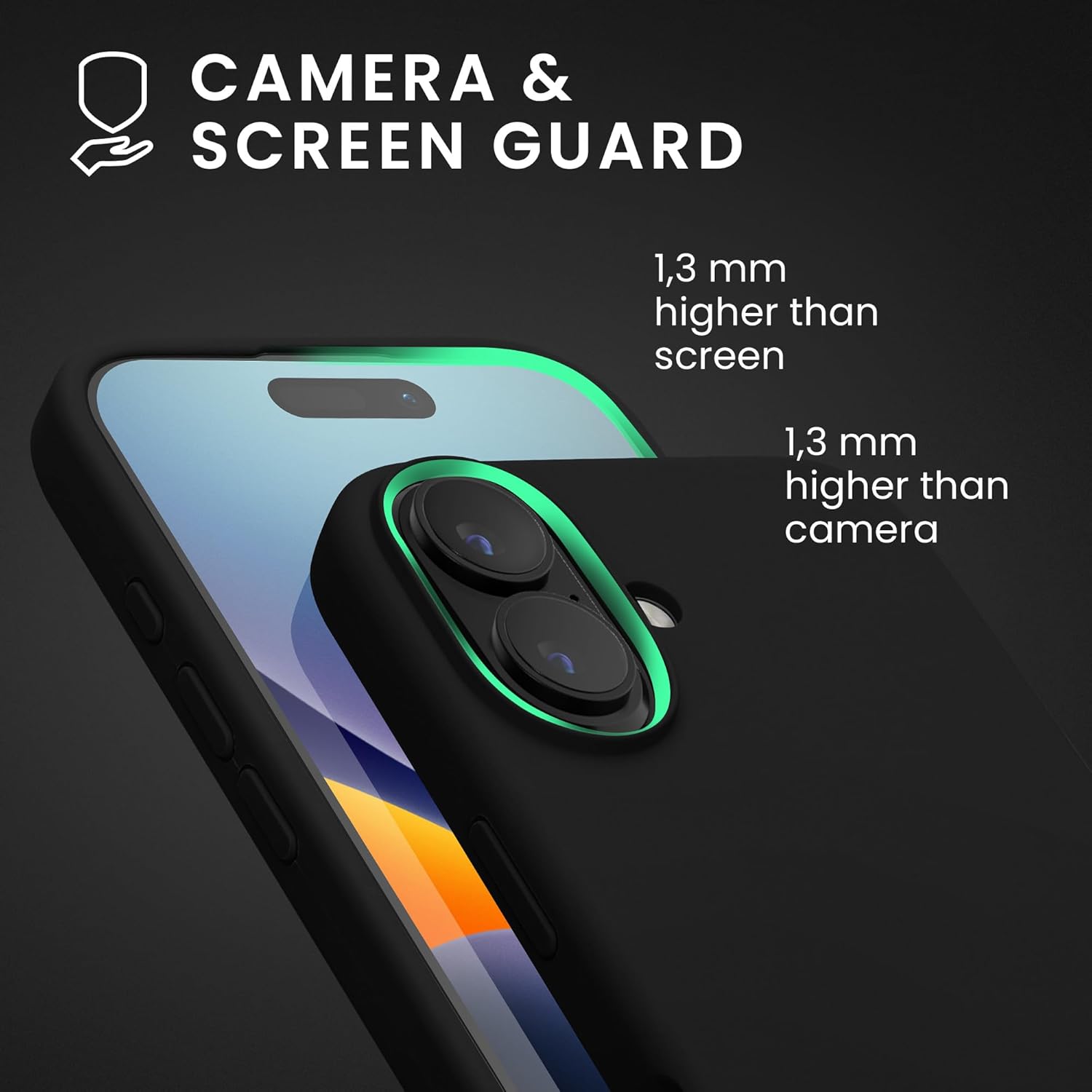 KW iPhone 16 Plus Θήκη Σιλικόνης Rubberized TPU - Black