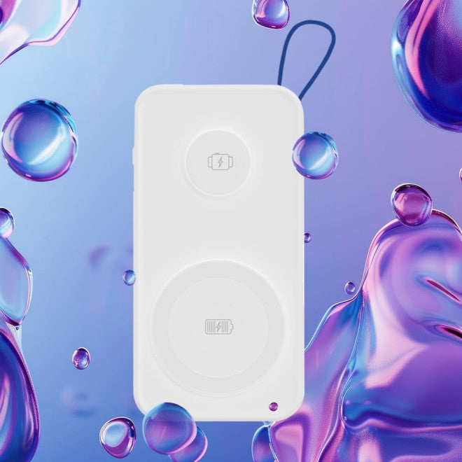 3MK PowerBank PastelUp 10000mAh 22.5W με 1 Θύρα USB / 1 Θύρα Type-C / 1 Ενσωματωμένο Καλώδιο Type-C και 1 Καλώδιο Type-C to Lightning - White