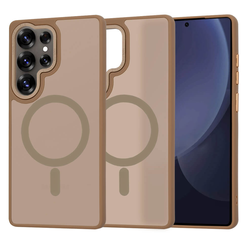 Techsuit Samsung Galaxy S25 Ultra - HaloFrost MagSafe Series - Σκληρή Θήκη με Πλαίσιο Σιλικόνης - Sandstone Brown