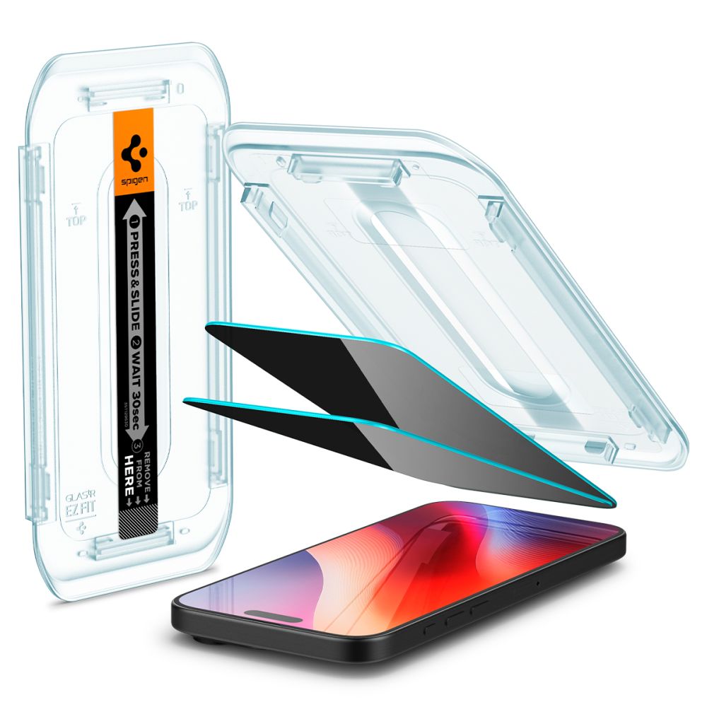 Spigen iPhone 16 Pro Max / iPhone 17 Pro Max Glas.TR Privacy EZ Fit 2.5D 9H Αντιχαρακτικό Γυαλί Οθόνης - 2 Τεμάχια - Black - AGL07908