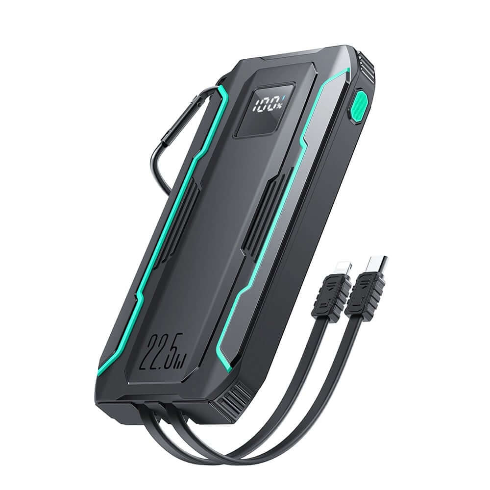 Joyroom JR-L017 22.5W Power Bank 10000mAh με 1 Θύρα USB και 1 Θύρα Type-C και Ενσωματωμένα Καλώδια Lightning και Type-C - Black
