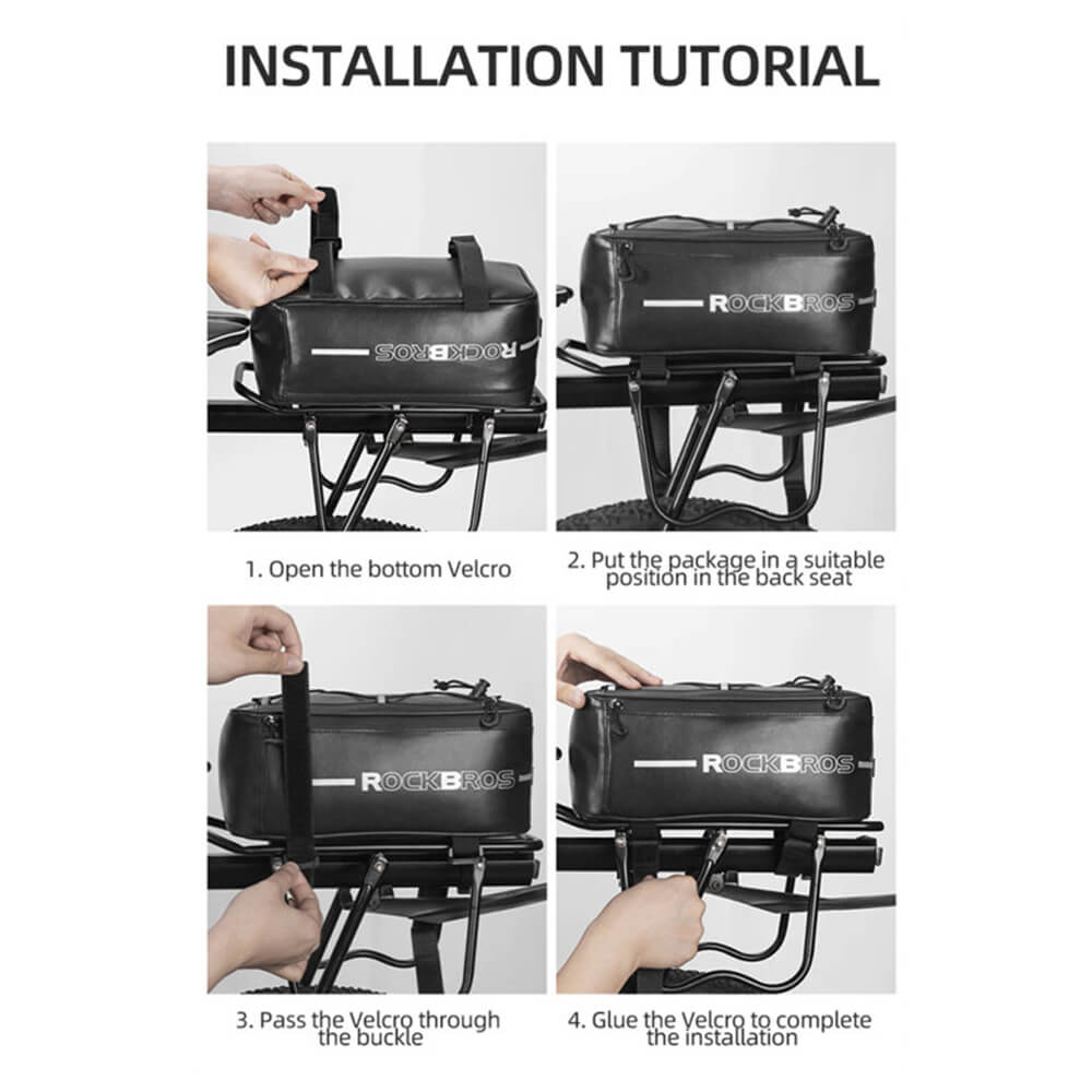 RockBros Bicycle Trunk Storage Bag - Τσάντα Αποθήκευσης για Σχάρα Ποδηλάτων 4L - Black - 30141700001