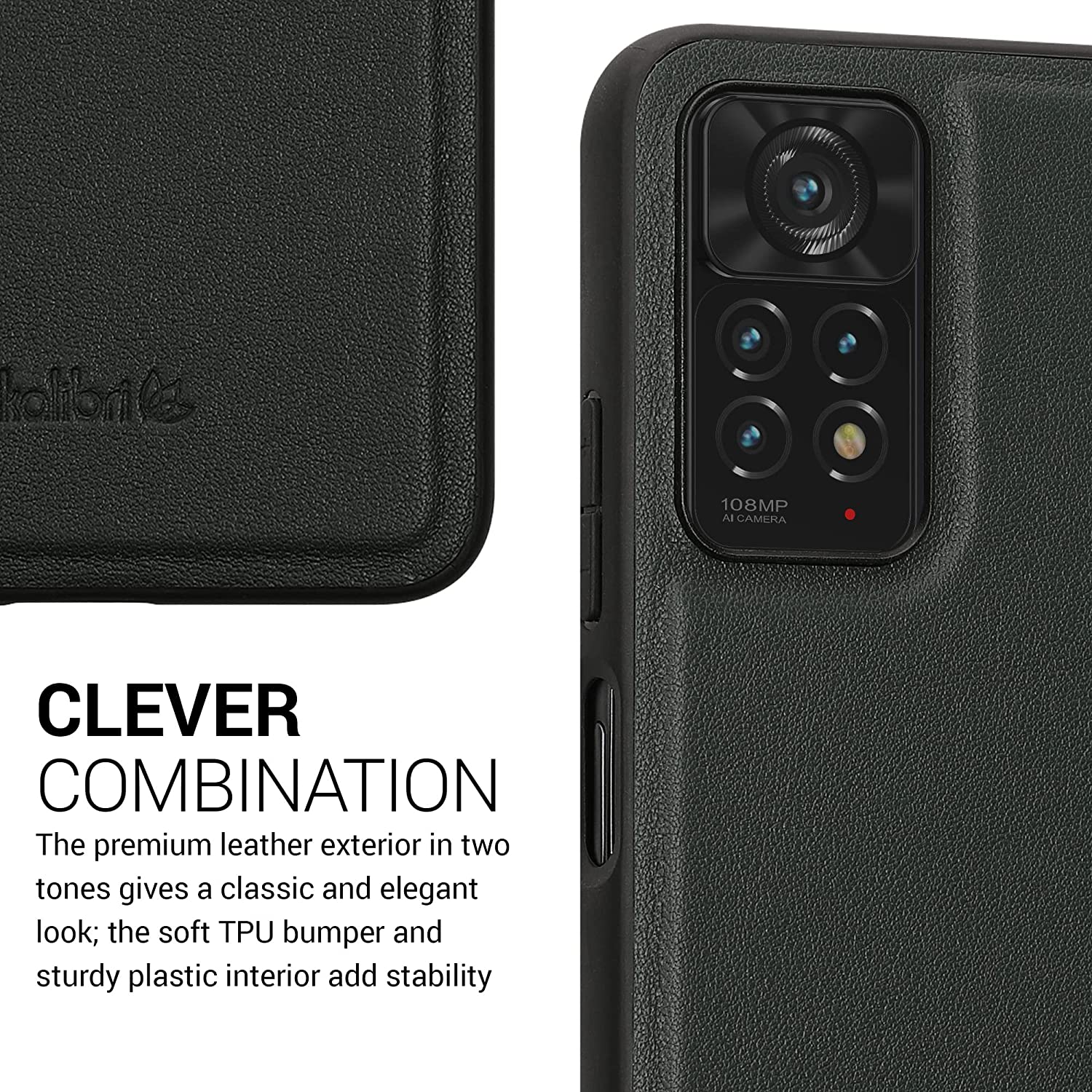 Kalibri Xiaomi Redmi Note 11 Pro / Note 11 Pro 5G Σκληρή Θήκη με Επένδυση Γνήσιου Δέρματος - Dark Green - 58780.80