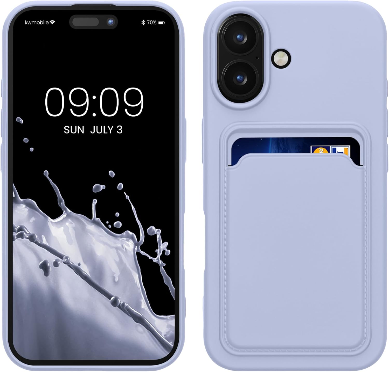 KW iPhone 16 Θήκη Σιλικόνης TPU με Υποδοχή για Κάρτα - Lavender