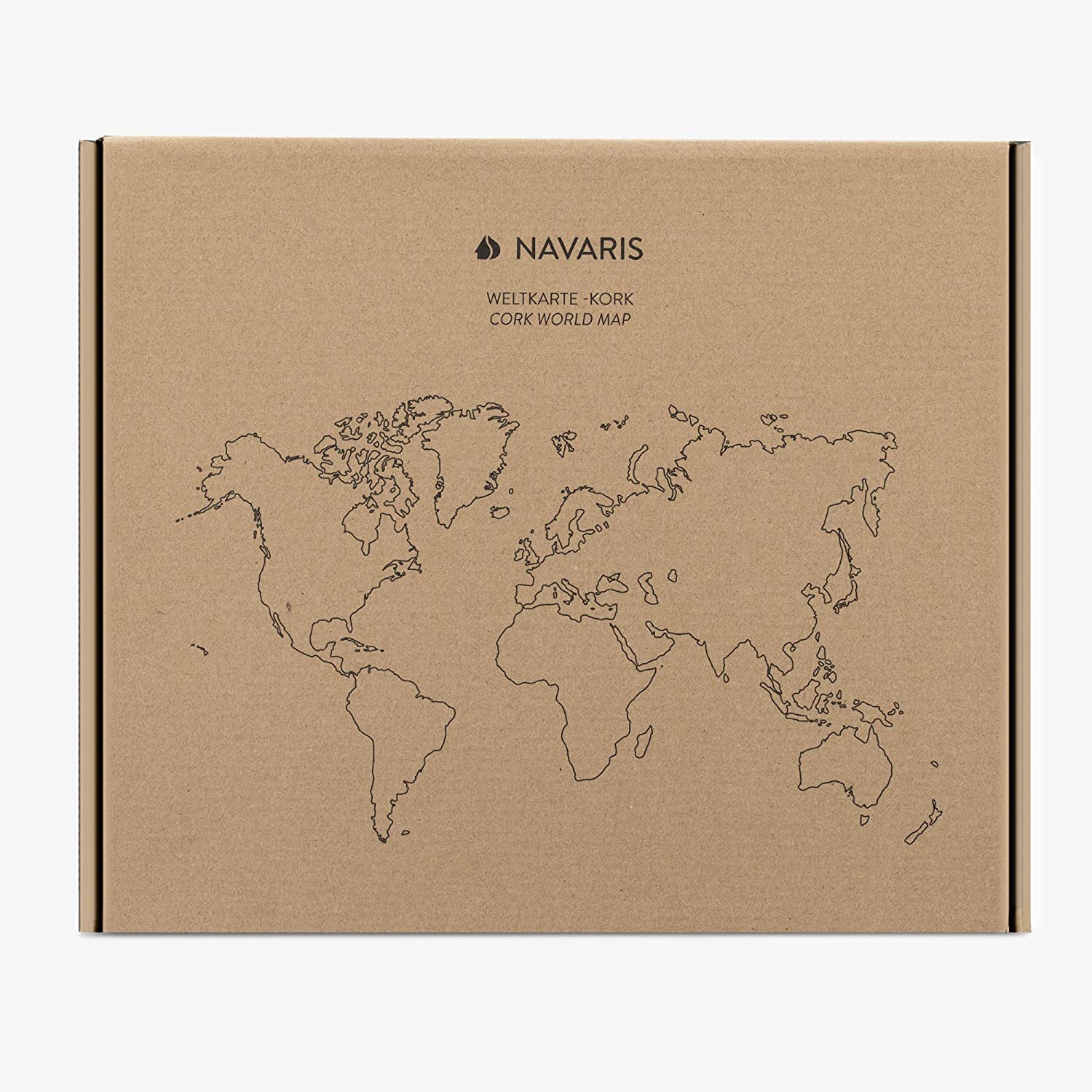 Navaris Cork Notice Board - Πίνακας Ανακοινώσεων με Πινέζες - Design World Map - Brown - 53172.1