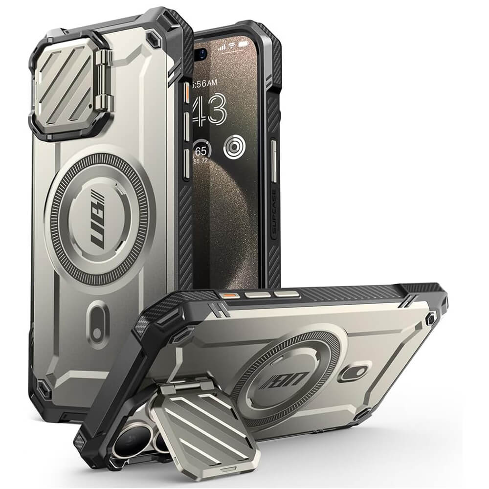 Supcase iPhone 15 Pro Max - Unicorn Beetle XT MagSafe - Σκληρή Θήκη με Προστασία Κάμερας / Stand - Titan Gray