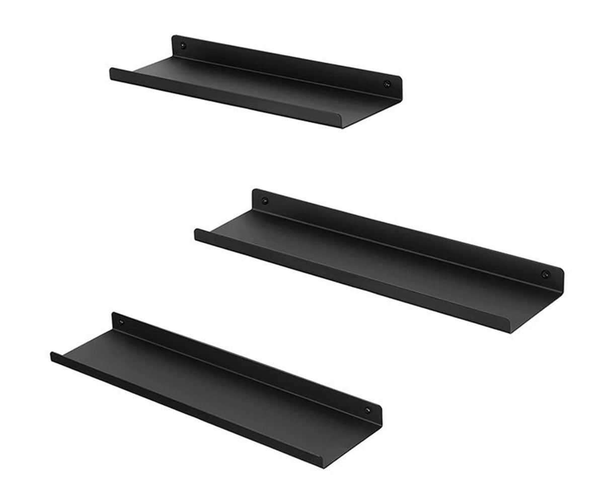 Songmics Σετ με 3 Επιτοίχια Μεταλλικά Ράφια Διαφορετικού Μεγέθους - Black - LFS12BK
