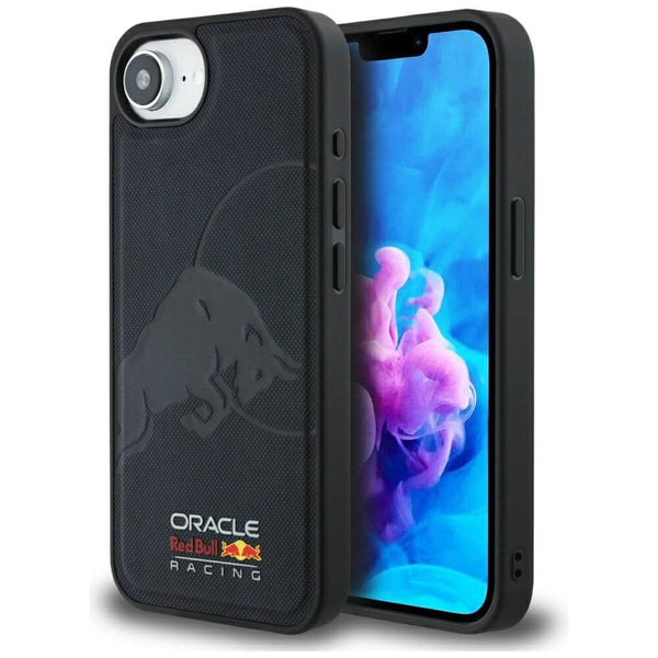 Red Bull iPhone 16e - Meshed Debossed Bull - MagSafe Σκληρή Θήκη με Επένδυση Συνθετικού Δέρματος και Πλαίσιο Σιλικόνης - Navy Blue - RBHMPSE424PUBUFV