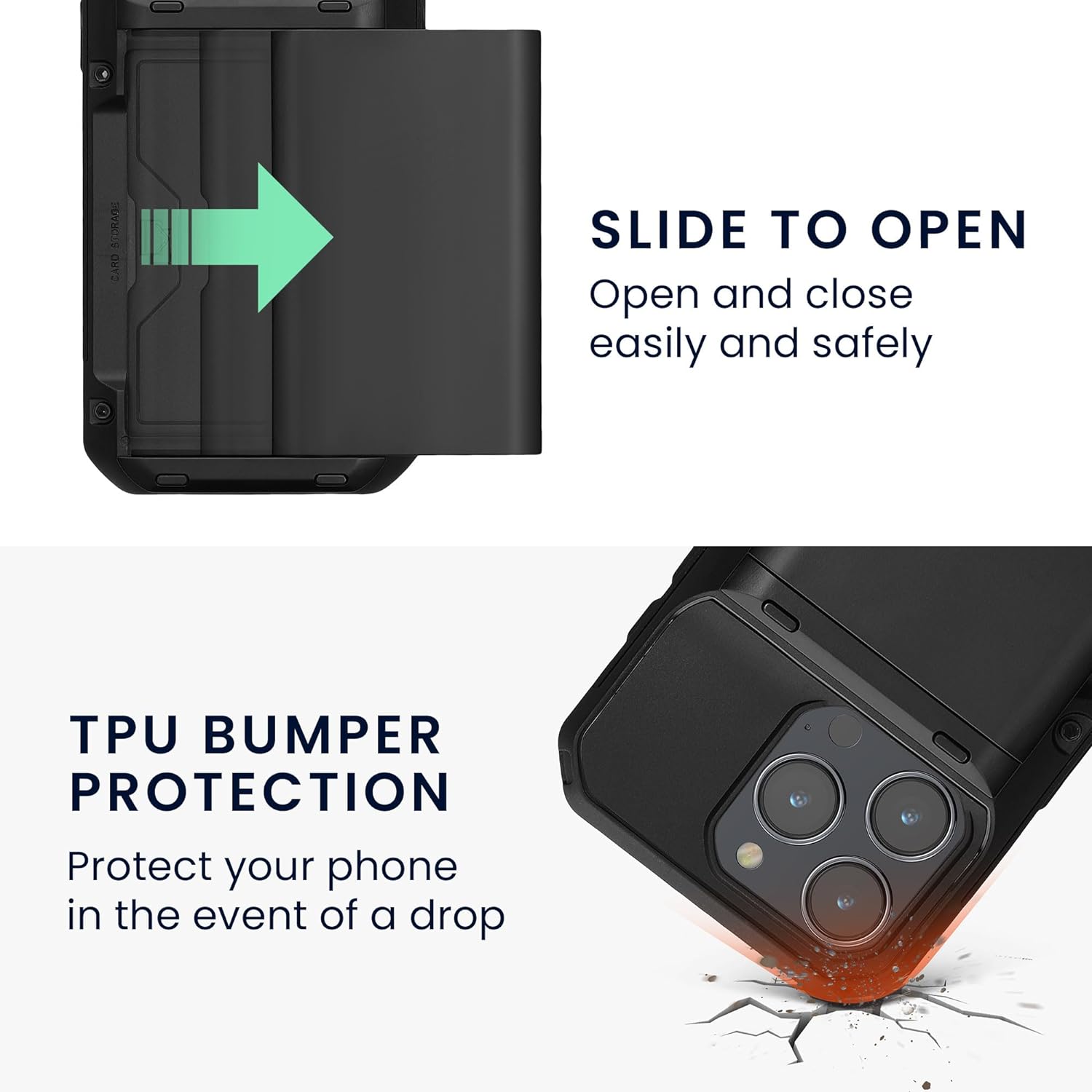 KW iPhone 15 Pro Max Σκληρή Θήκη με Υποδοχή για Κάρτες - Black