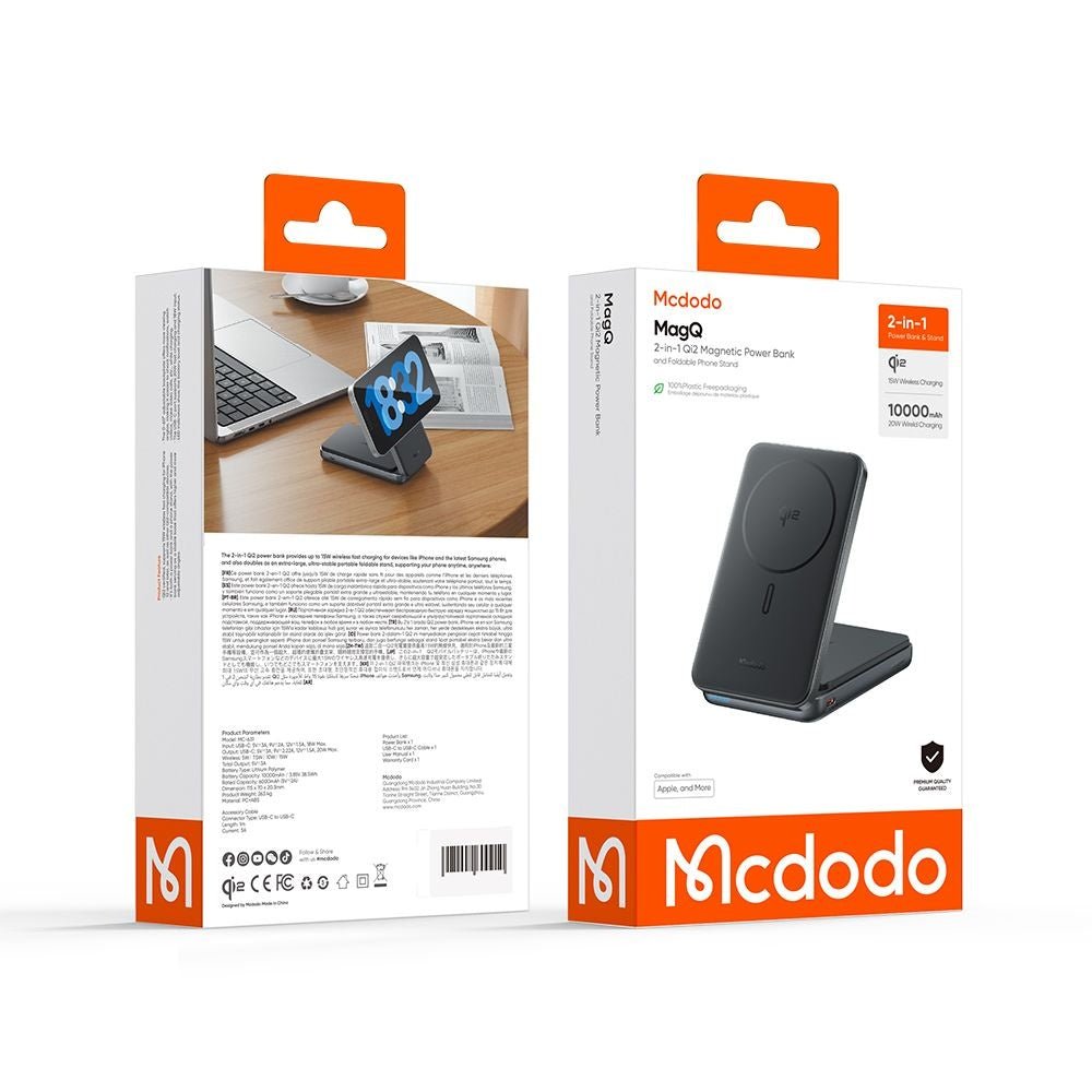 Mcdodo Ασύρματο MagSafe PowerBank 10000mAh 20W με Αναδιπλούμενη Βάση Στήριξης - MC-6310 - Black