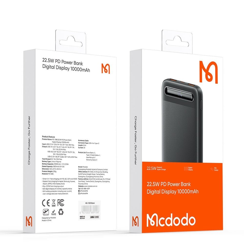 Mcdodo Ασύρματο MagSafe PowerBank 10000mAh 22.5W με 1 Θύρα Type - C και 2 Θύρες USB - Star Series MC - 3881 - Black