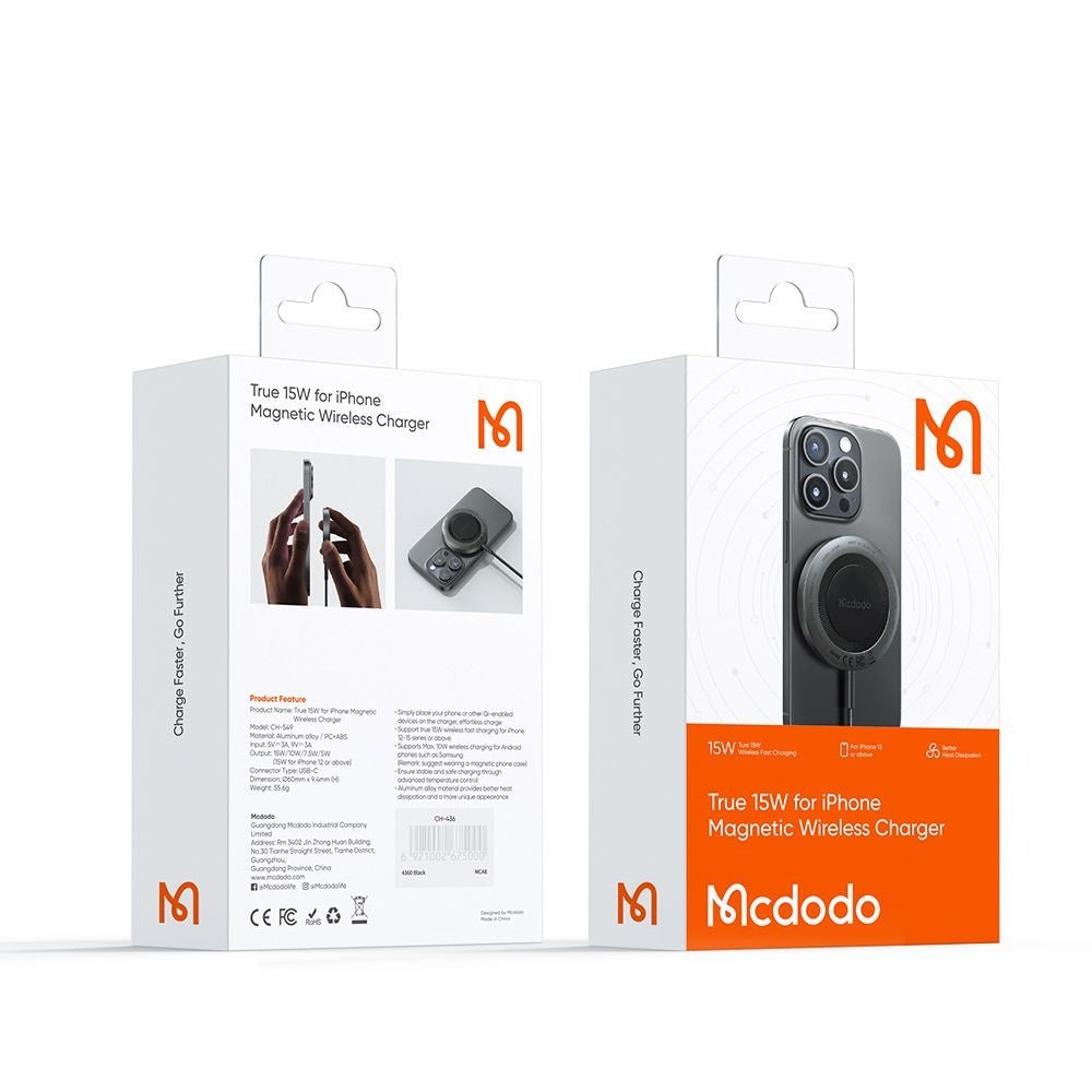 Mcdodo Μαγνητικός Ασύρματος Φορτιστής MagSafe 15W - CH - 5490 - Black
