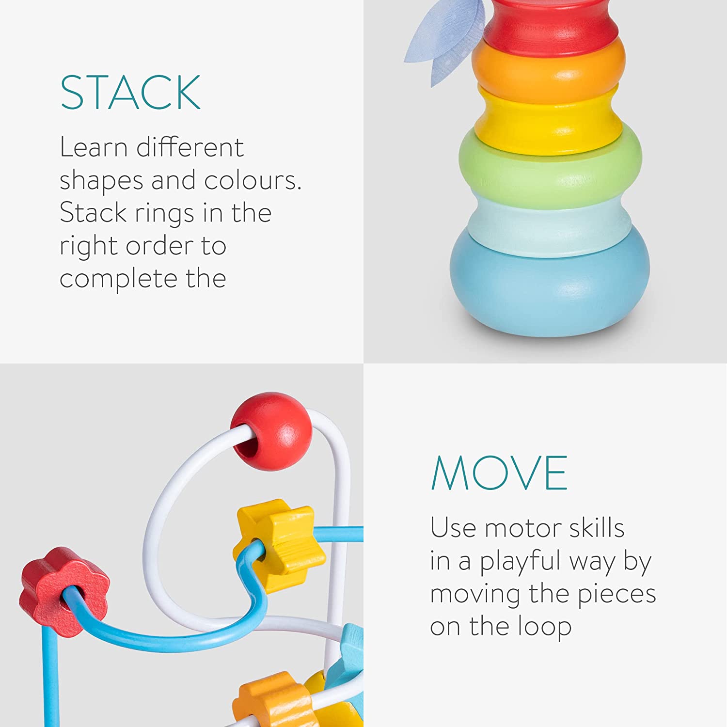 Navaris Σετ με 3 Ξύλινα Παιχνίδια - Multicolor - 54755.01