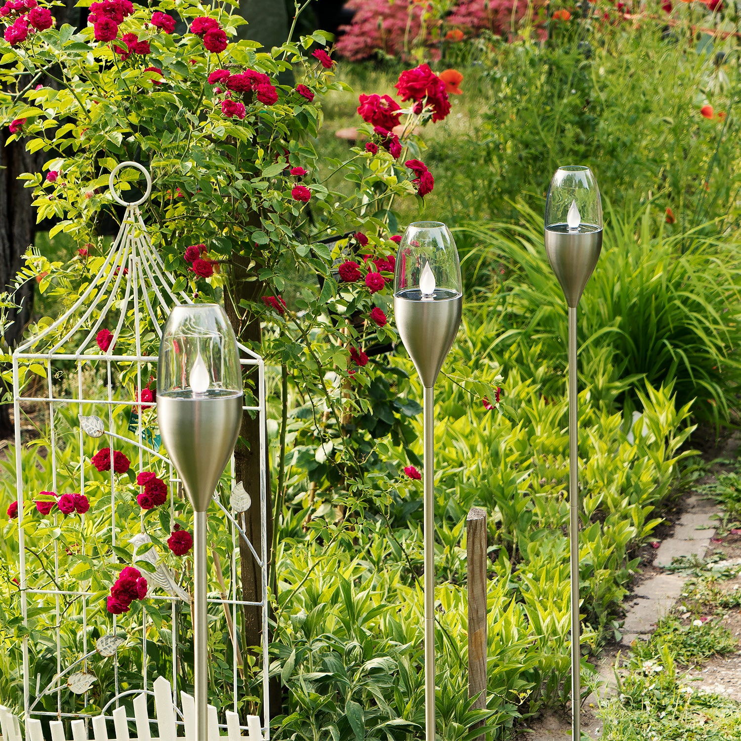 Navaris Outdoor Solar Torch Lights Διακοσμητικά Φώτα Κήπου - Stainless Steel - 47538.67.02