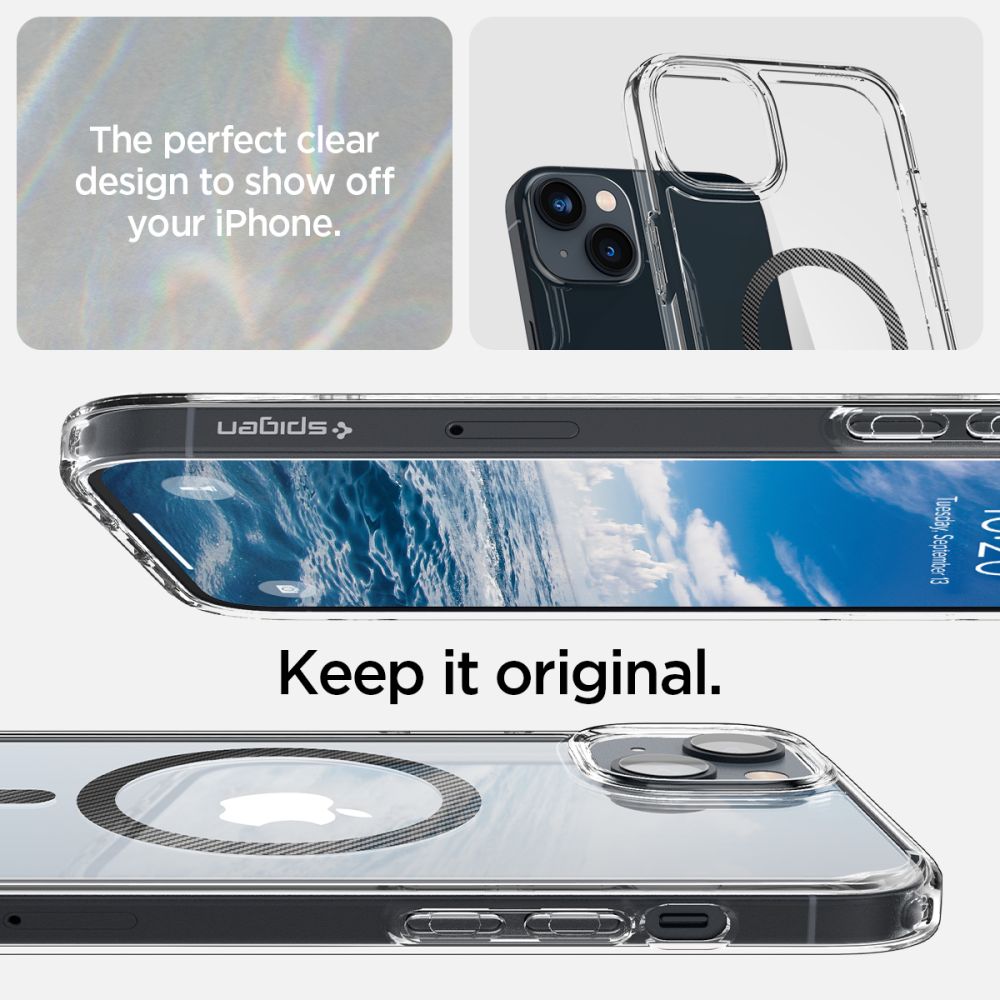 Spigen iPhone 14 Plus / iPhone 15 Plus Ultra Hybrid Mag Σκληρή Θήκη με Πλαίσιο Σιλικόνης Και MagSafe - Carbon Fiber / Διάφανη