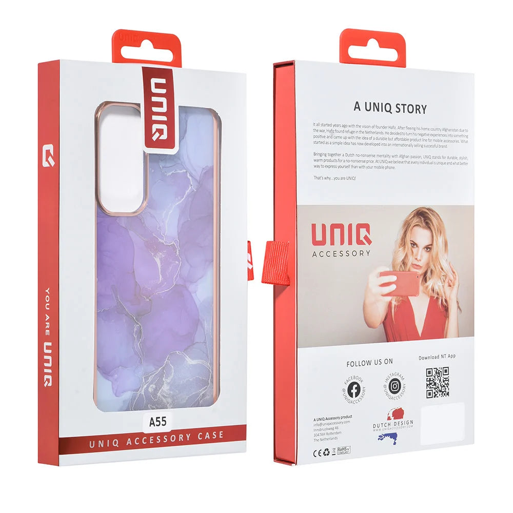 Tuniq Samsung Galaxy A55 5G - Σκληρή Θήκη με Πλαίσιο Σιλικόνης - Σχέδιο Μάρμαρο - Μοβ