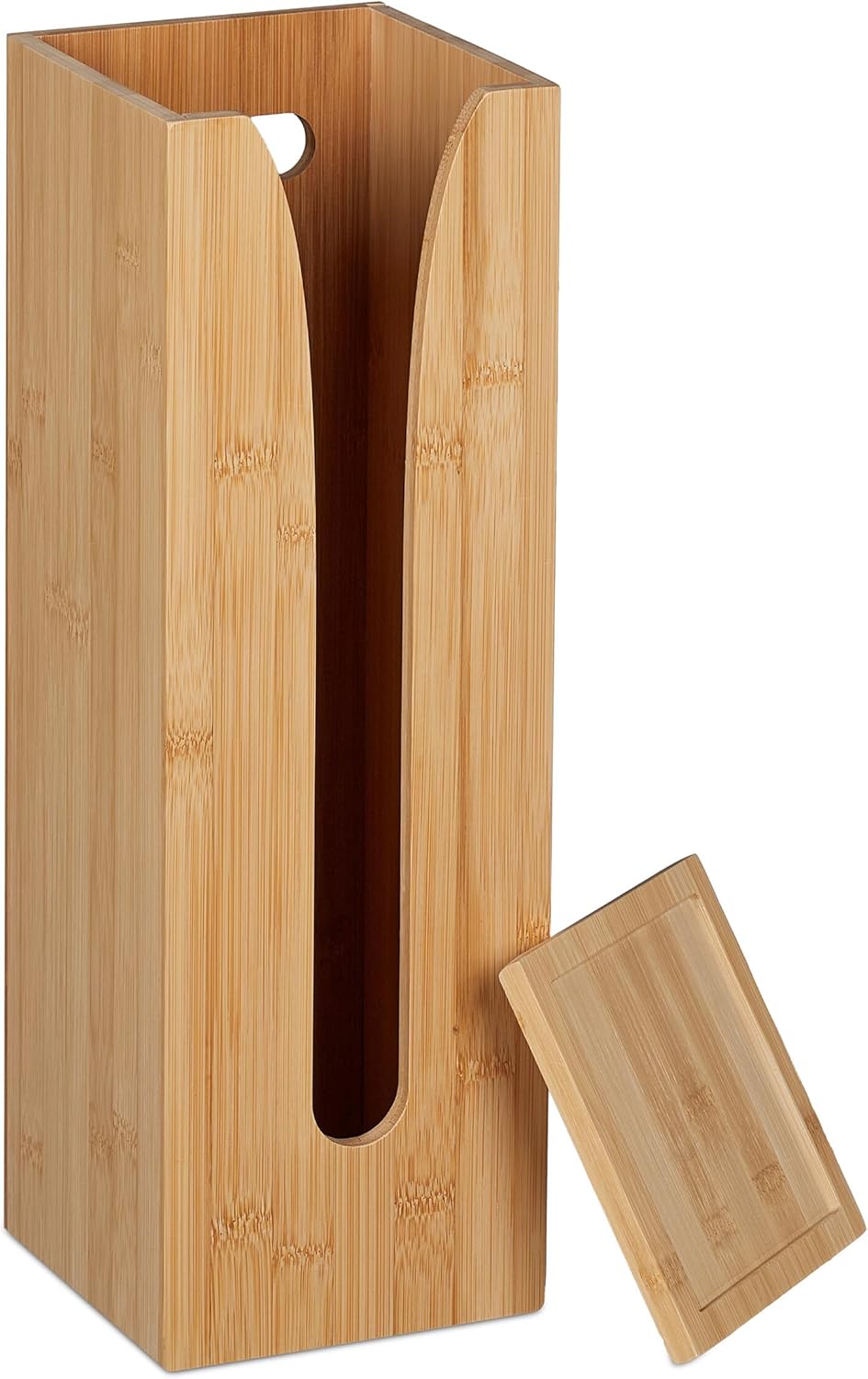 Relaxdays Σετ με Επιδαπέδια Χαρτοθήκη και Επιτοίχια Βάση Ρολού Τουαλέτας από Μπαμπού - Natural - 4052025485290