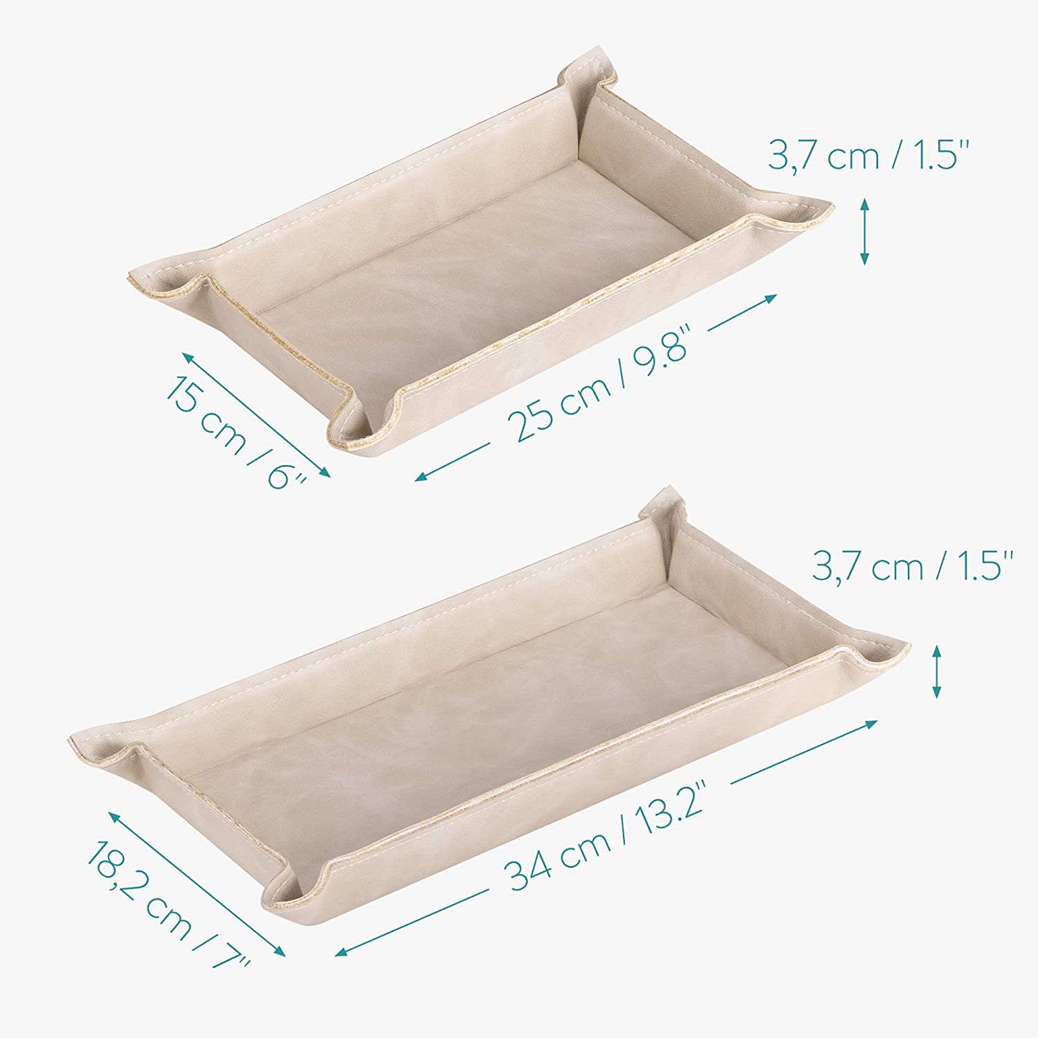 Navaris Σετ με 2 Δίσκους Αποθήκευσης από Δερματίνη - Beige - 53480.02.11