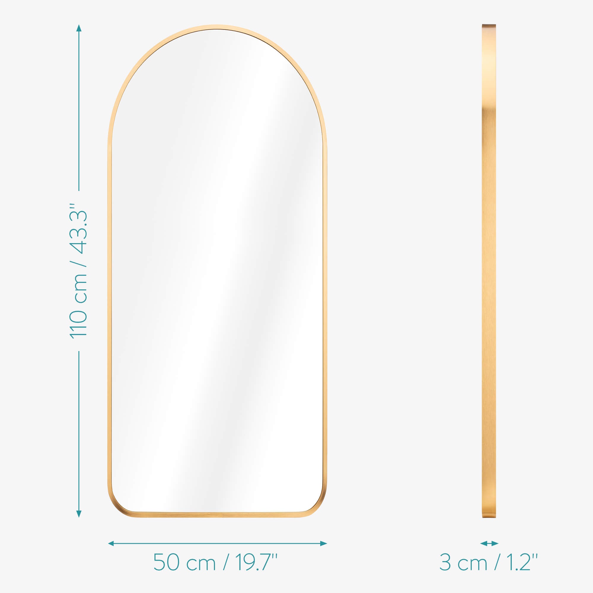 Navaris Τοξοτός Καθρέπτης Τοίχου - 50 x 110 cm - Gold - 55894.21.01