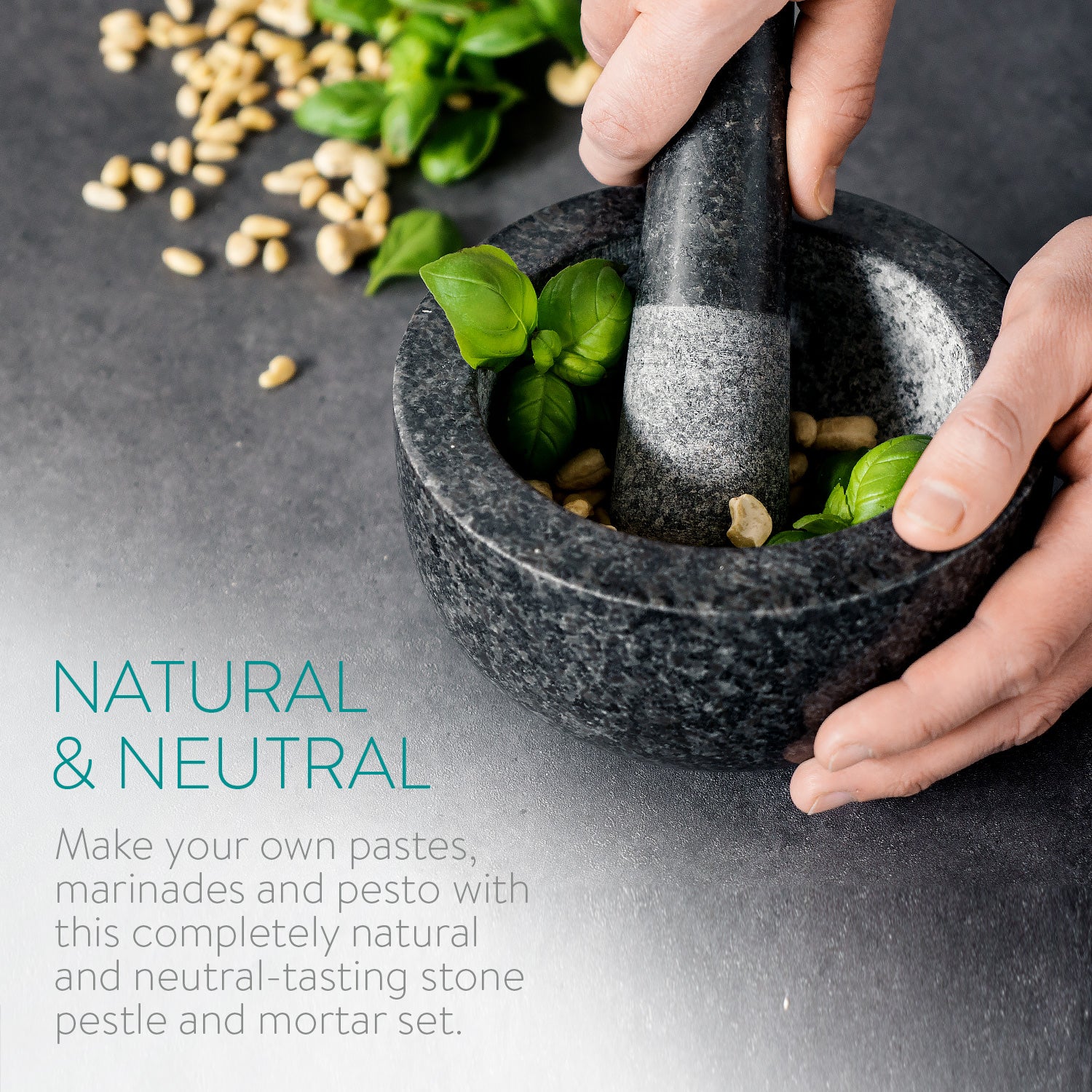 Navaris Mortar and Pestle Set Σετ με Γουδί και Γουδοχέρι από Φυσικό Γρανίτη - 47789.01