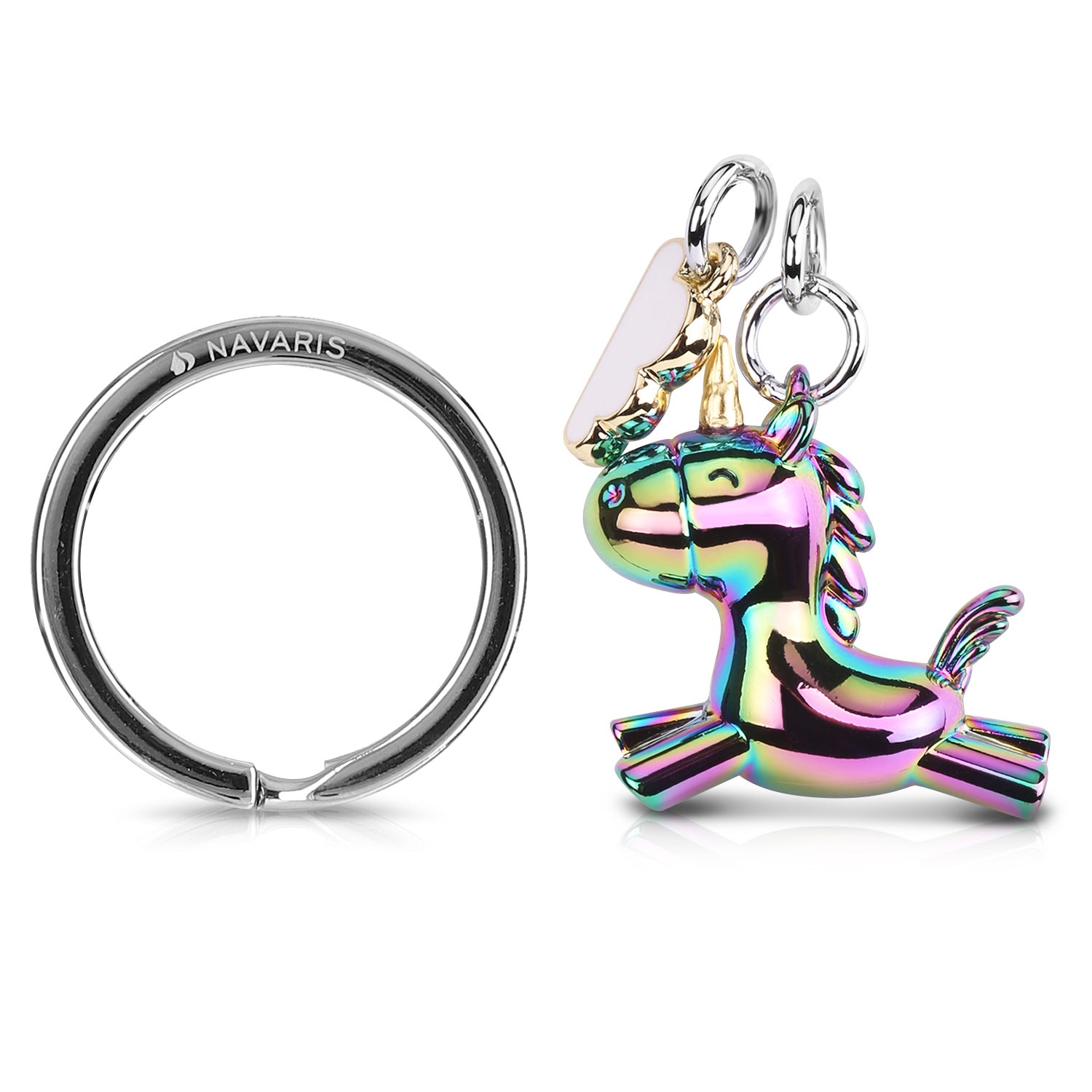 Navaris Cute Rainbow Unicorn Keyring Μεταλλικό Μπρελόκ - Multi-Colour - 49569.02