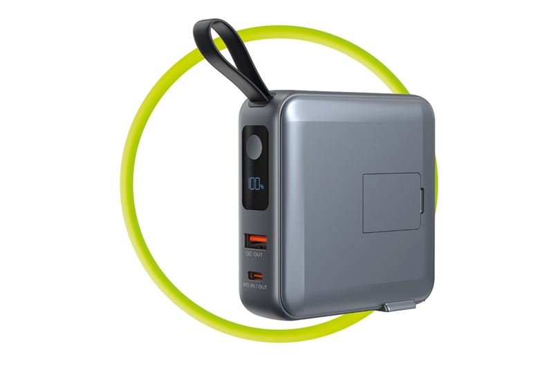 Mobile Origin - 3in1 Ασύρματο MagSafe PowerBank 10.000mAh και Φορτιστής Ταξιδίου με Ενσωματωμένα Καλώδια Lightning και Type - C και Εναλλάξιμα Βύσματα - Grey