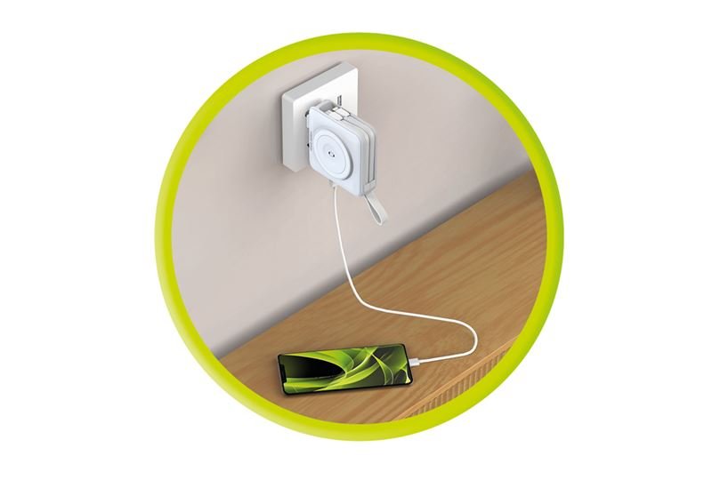 Mobile Origin - 3in1 Ασύρματο MagSafe PowerBank 10.000mAh και Φορτιστής Ταξιδίου με Ενσωματωμένα Καλώδια Lightning και Type - C και Εναλλάξιμα Βύσματα - White