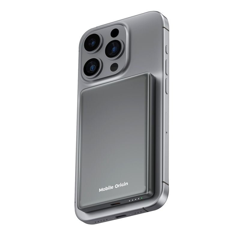 Mobile Origin - 3in1 Ασύρματο MagSafe Power Bank Κινητού / Apple Watch / AirPods 5.000mAh με Καλώδιο Type - C - PB4 Metal Slim - Space Grey