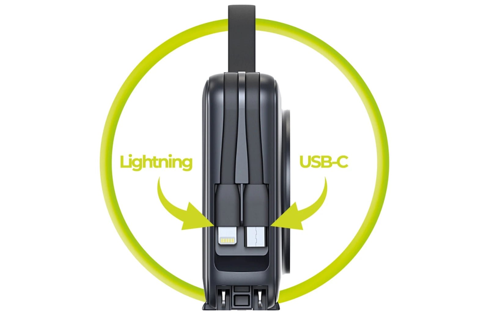 Mobile Origin - 3in1 Ασύρματο MagSafe PowerBank 10.000mAh και Φορτιστής Ταξιδίου με Ενσωματωμένα Καλώδια Lightning και Type - C και Εναλλάξιμα Βύσματα - Black