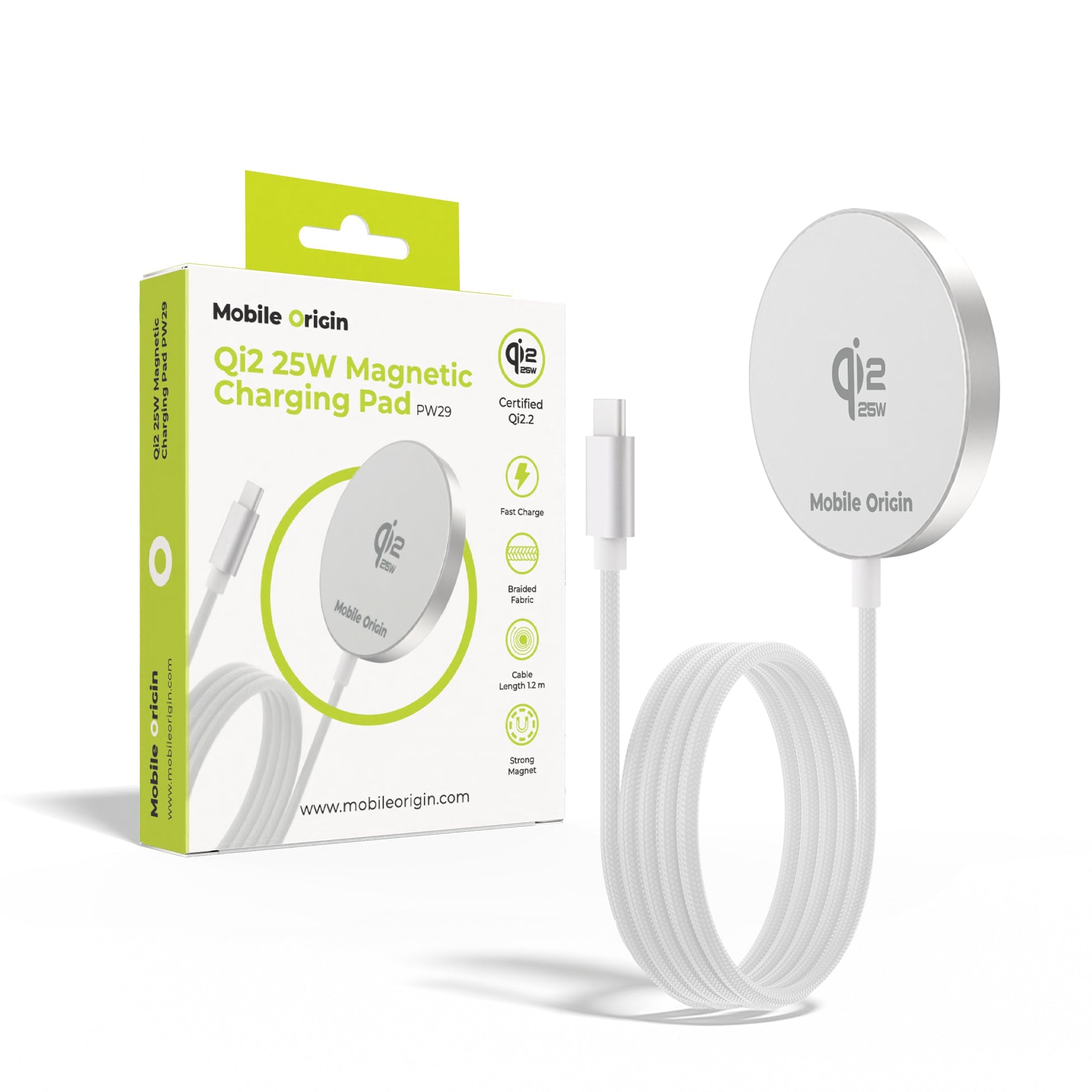 Mobile Origin Ασύρματος Φορτιστής MagSafe Qi2 25W - PW29 - White