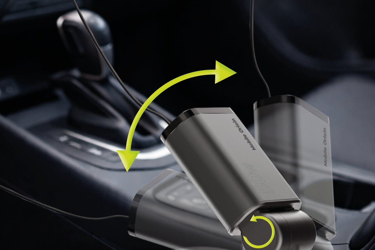 Mobile Origin Φορτιστής Αυτοκινήτου 50W με Θύρες Type - C και USB και Ενσωματωμένο Καλώδιο Type - C - CA27 - Space Grey