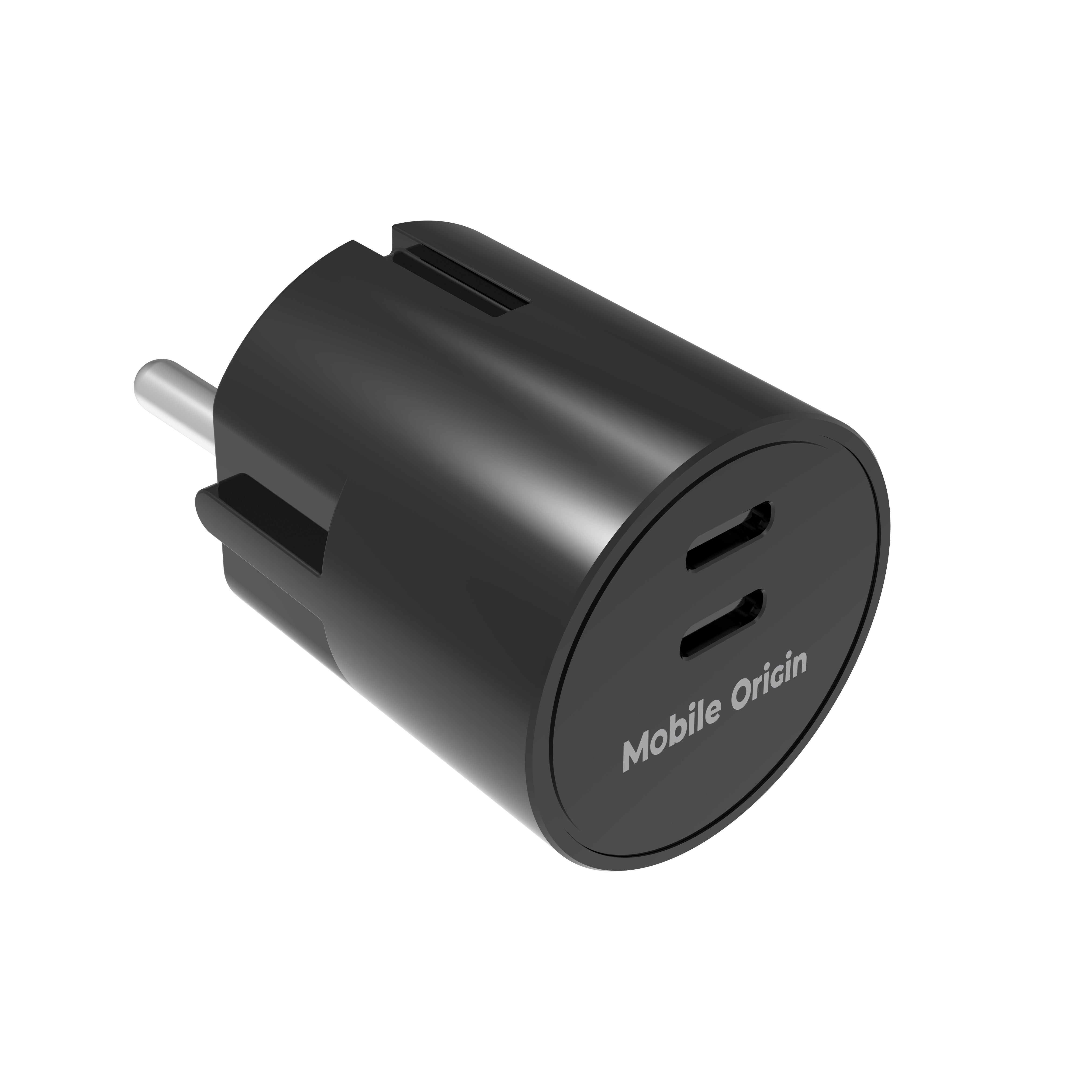 Mobile Origin Φορτιστής Γρήγορης Φόρτισης 30W GaN με 2 Θύρες Type - C - PW33 - Black