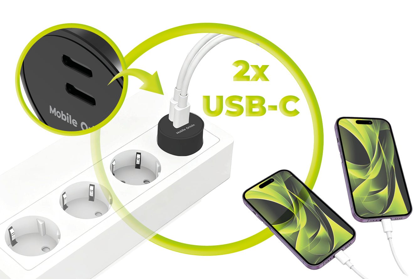 Mobile Origin Φορτιστής Γρήγορης Φόρτισης 30W GaN με 2 Θύρες Type - C - PW33 - Black