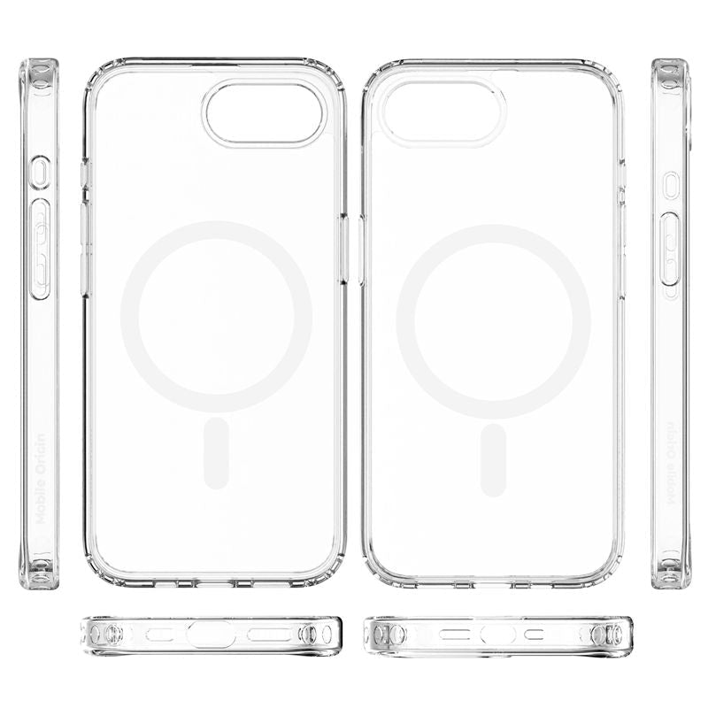 Mobile Origin iPhone 16e / iPhone 17e - Σκληρή Θήκη με Πλαίσιο Σιλικόνης - Hybrid MagSafe - Διάφανη / White
